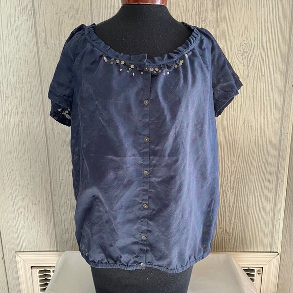 Sonoma Peasant Top M Ladies Casual Square Neck Ruffled SS Blouse Tank Set Kohls - Picture 1 of 16